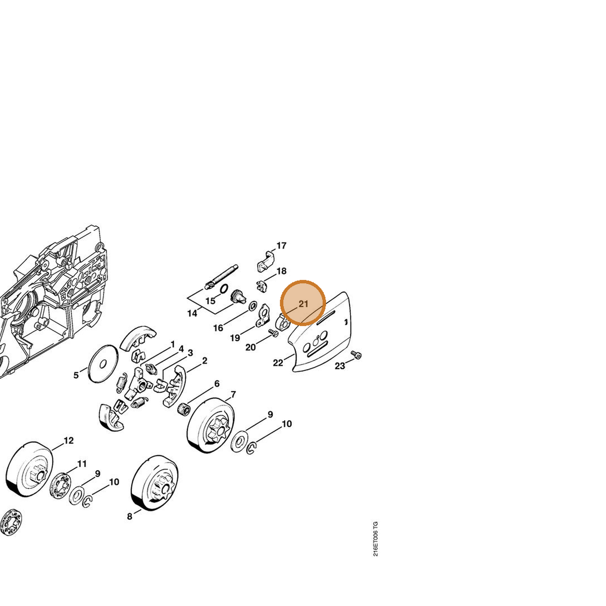 STIHL part 1124-664-4500 — IPL diagram snippet (6x zoom, amber highlight)