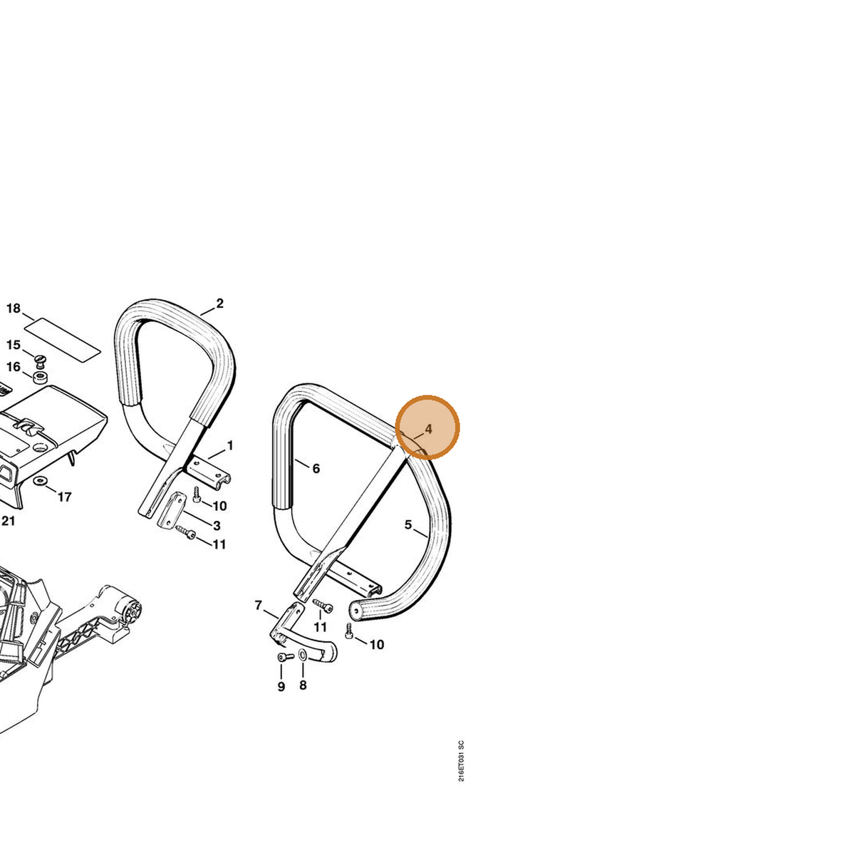 STIHL part 1124-790-3700 — IPL diagram snippet (6x zoom, amber highlight)