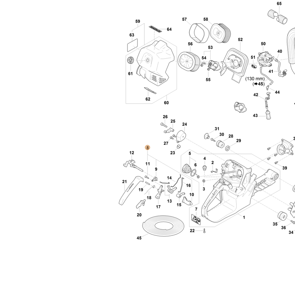STIHL part 1124-790-5300 — IPL diagram snippet (6x zoom, amber highlight)