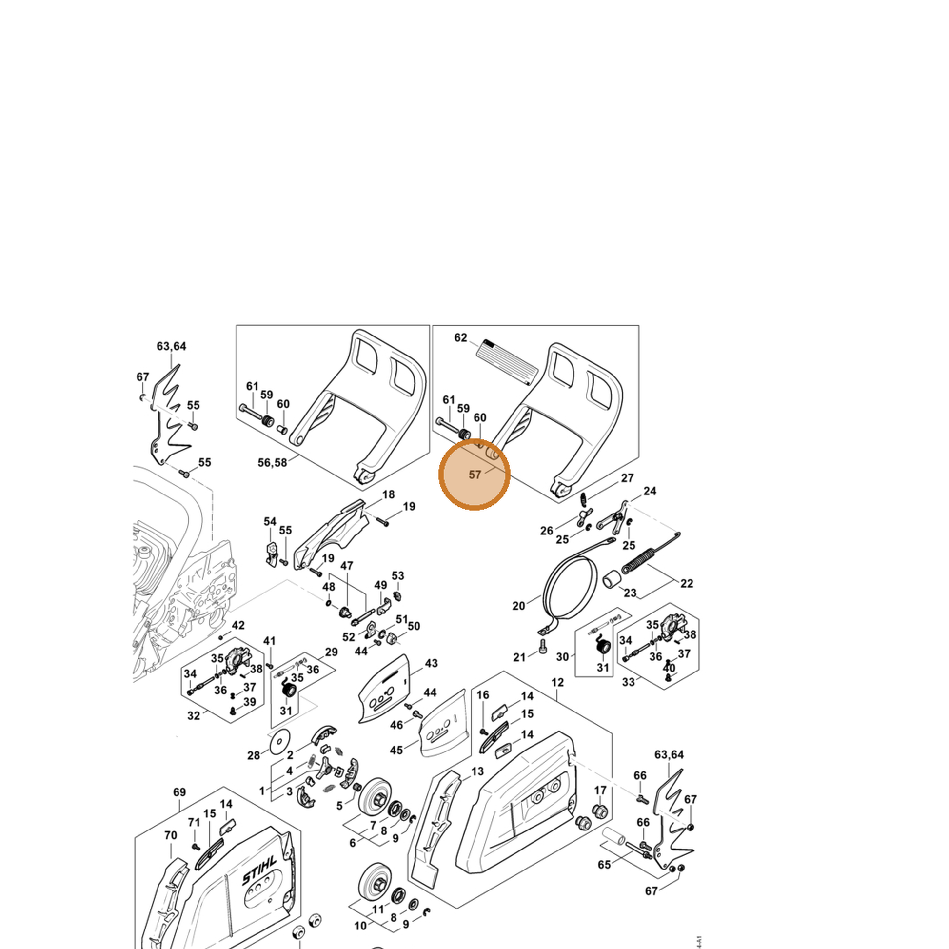 STIHL part 1124-790-9102 — IPL diagram snippet (6x zoom, amber highlight)