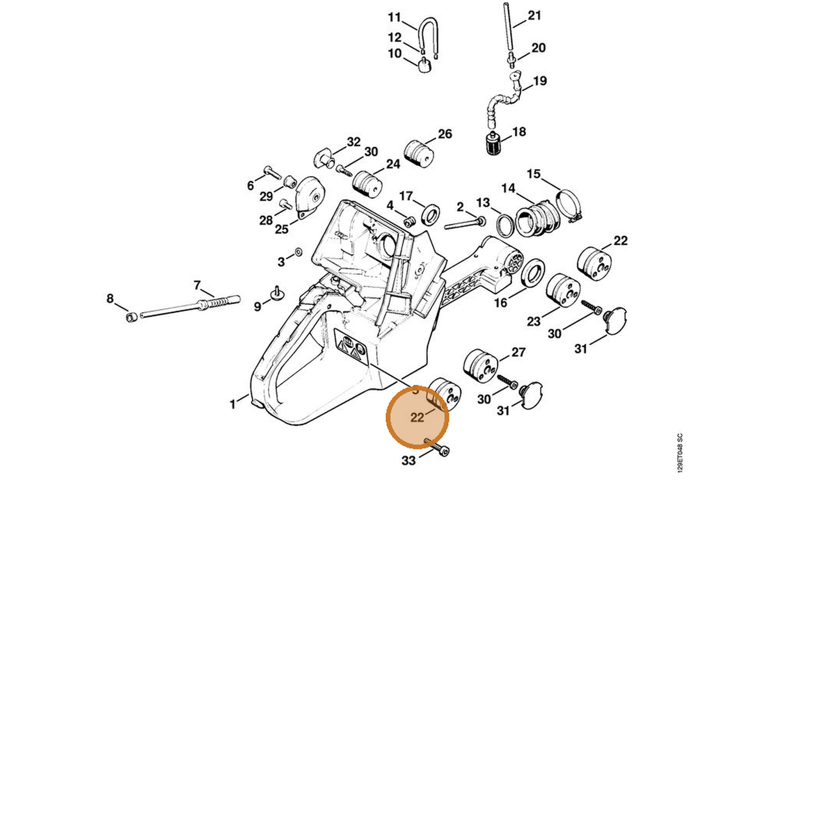 STIHL part 1124-790-9900 — IPL diagram snippet (6x zoom, amber highlight)