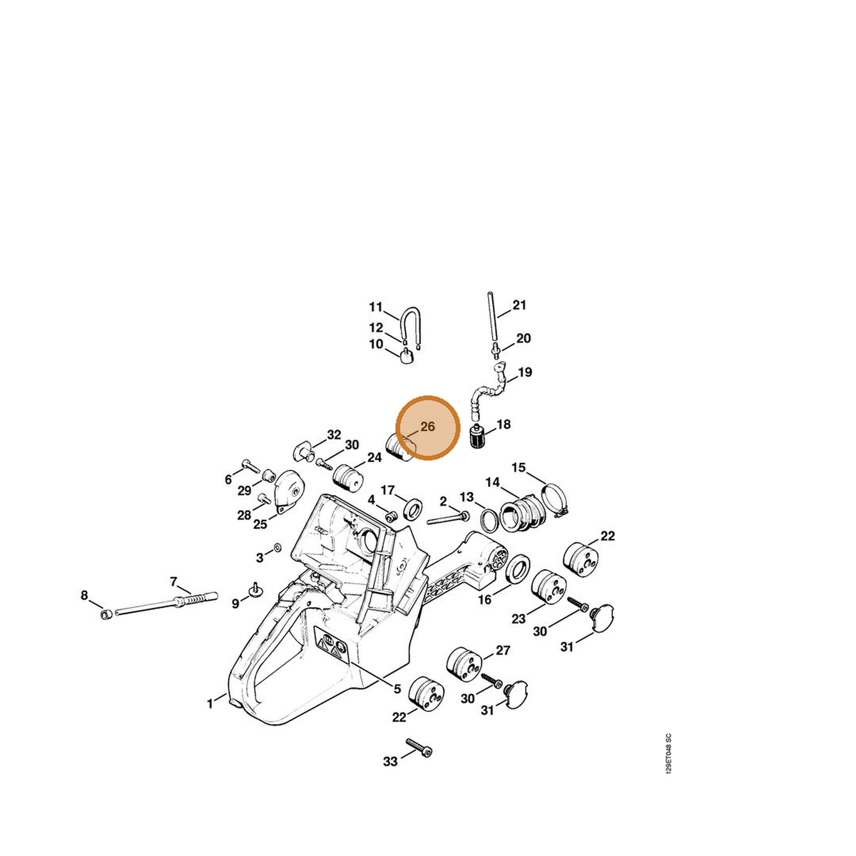 STIHL part 1124-790-9905 — IPL diagram snippet (6x zoom, amber highlight)