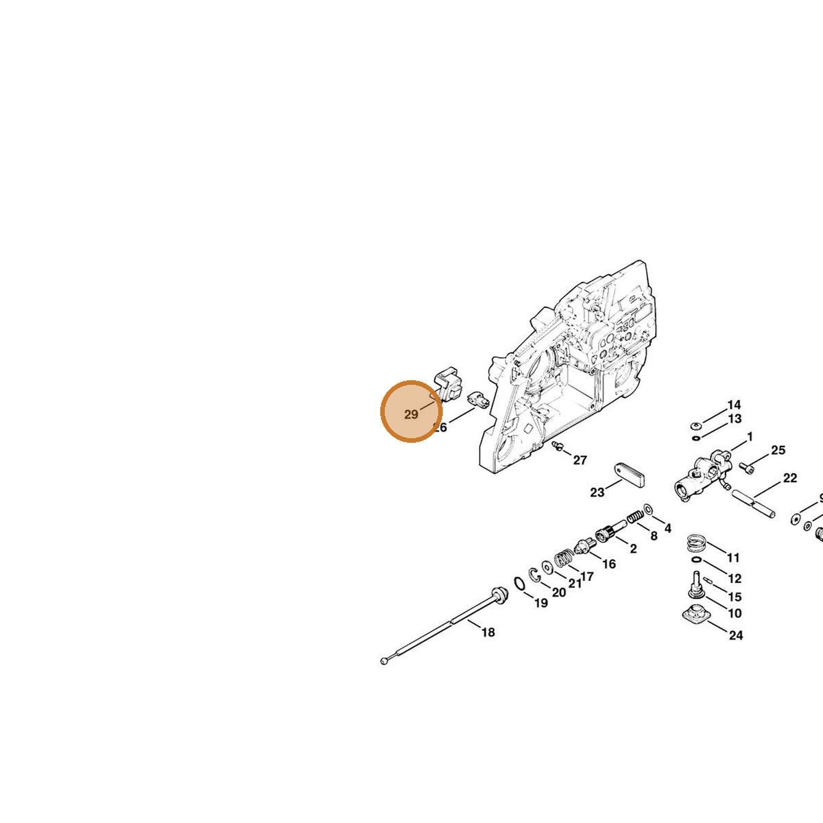 STIHL part 1124-791-2800 — IPL diagram snippet (6x zoom, amber highlight)