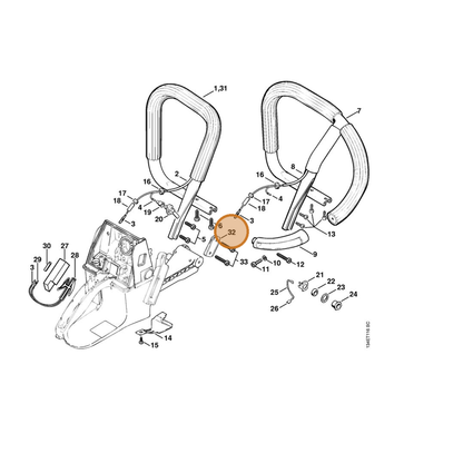STIHL part 1124-791-5105 — IPL diagram snippet (6x zoom, amber highlight)