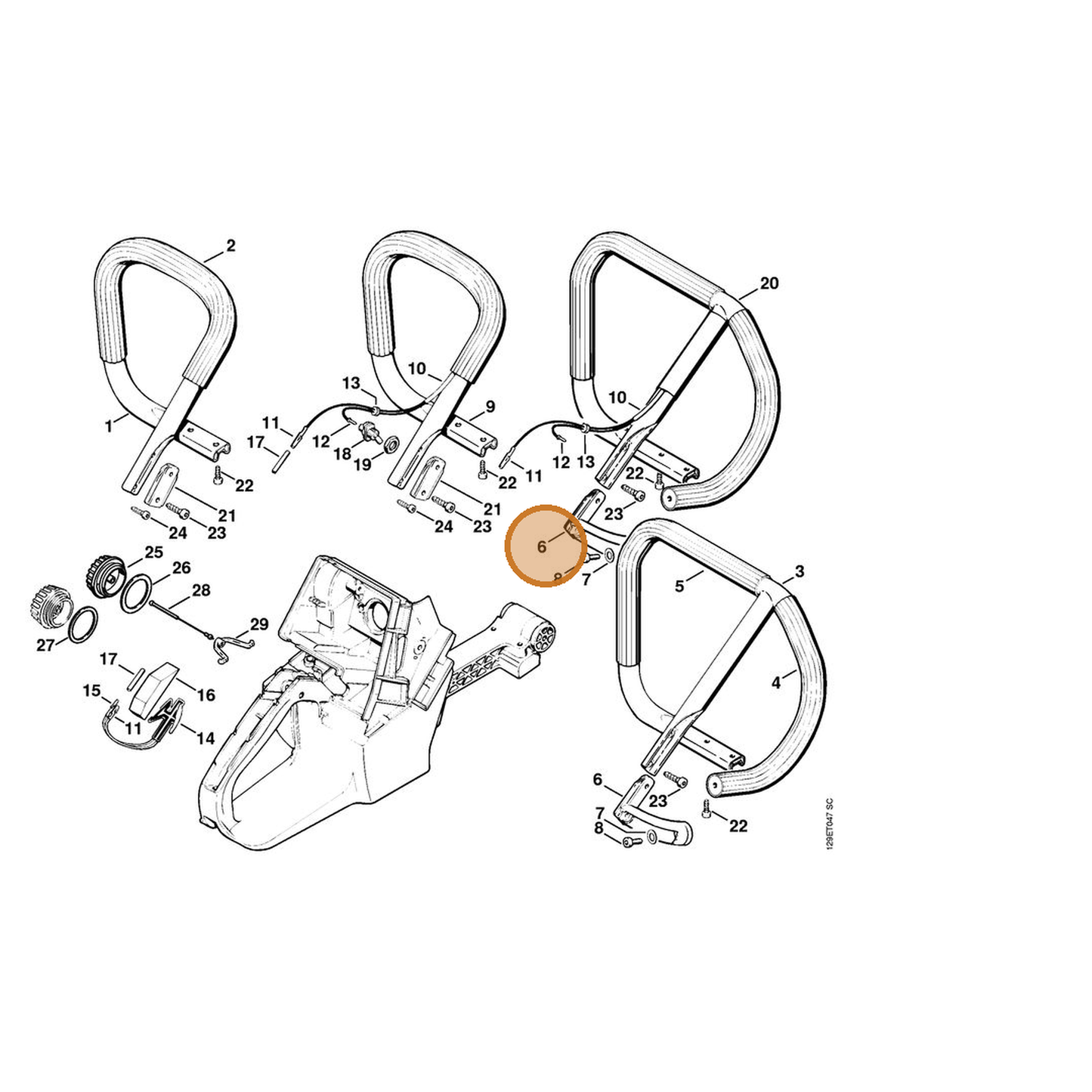 STIHL part 1124-791-5500 — IPL diagram snippet (6x zoom, amber highlight)