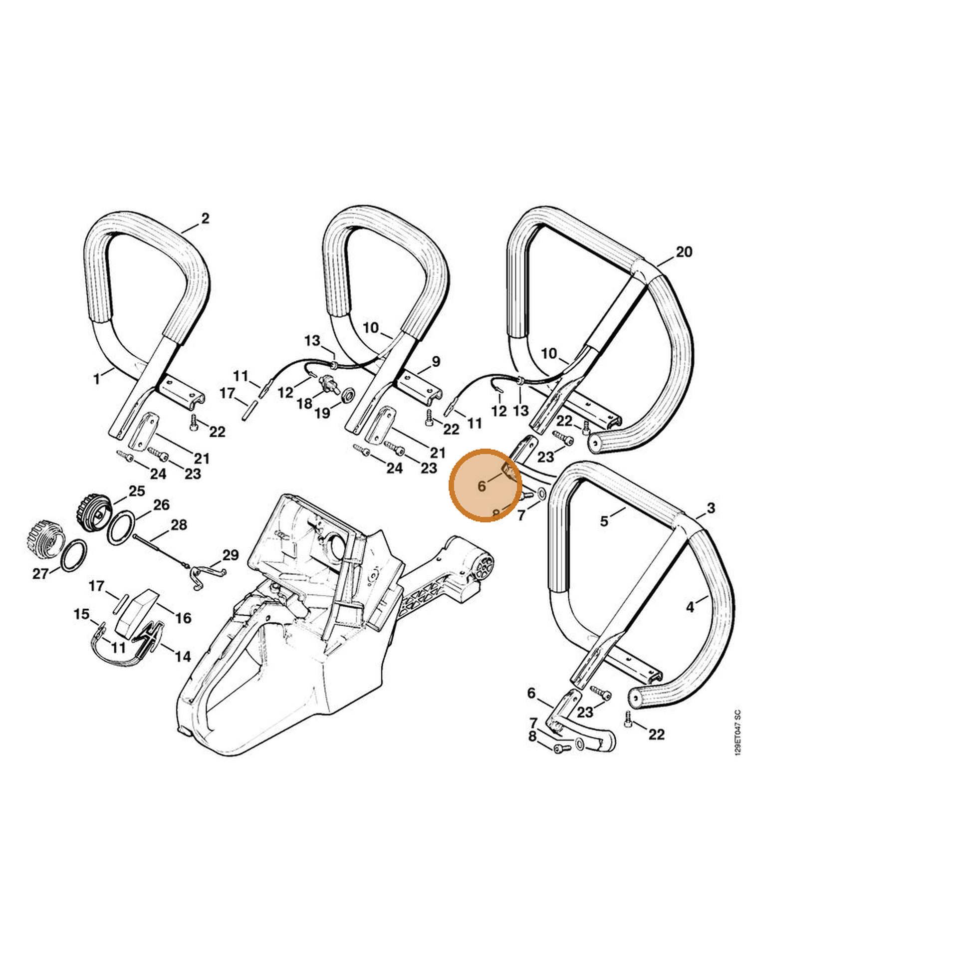 STIHL part 1124-791-5500 — IPL diagram snippet (6x zoom, amber highlight)