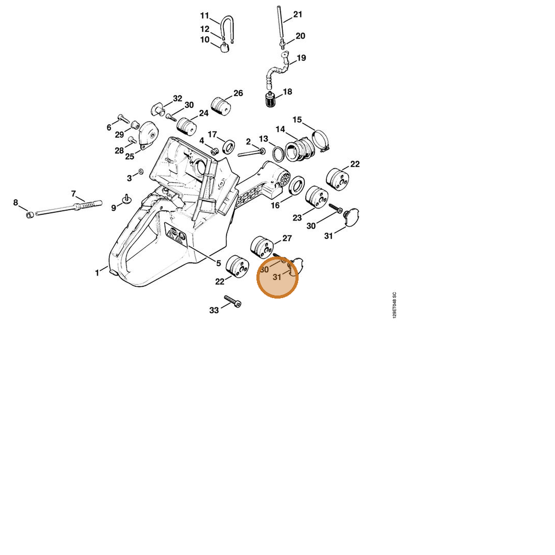 STIHL part 1124-791-7300 — IPL diagram snippet (6x zoom, amber highlight)