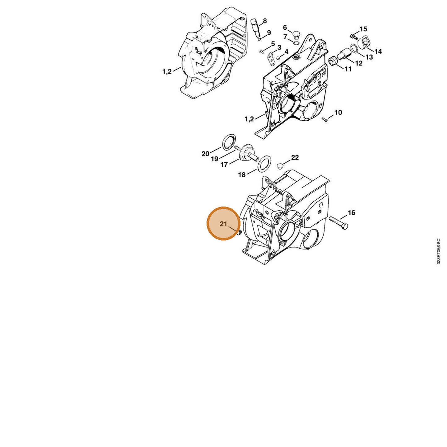 STIHL part 1124-791-7303 — IPL diagram snippet (6x zoom, amber highlight)