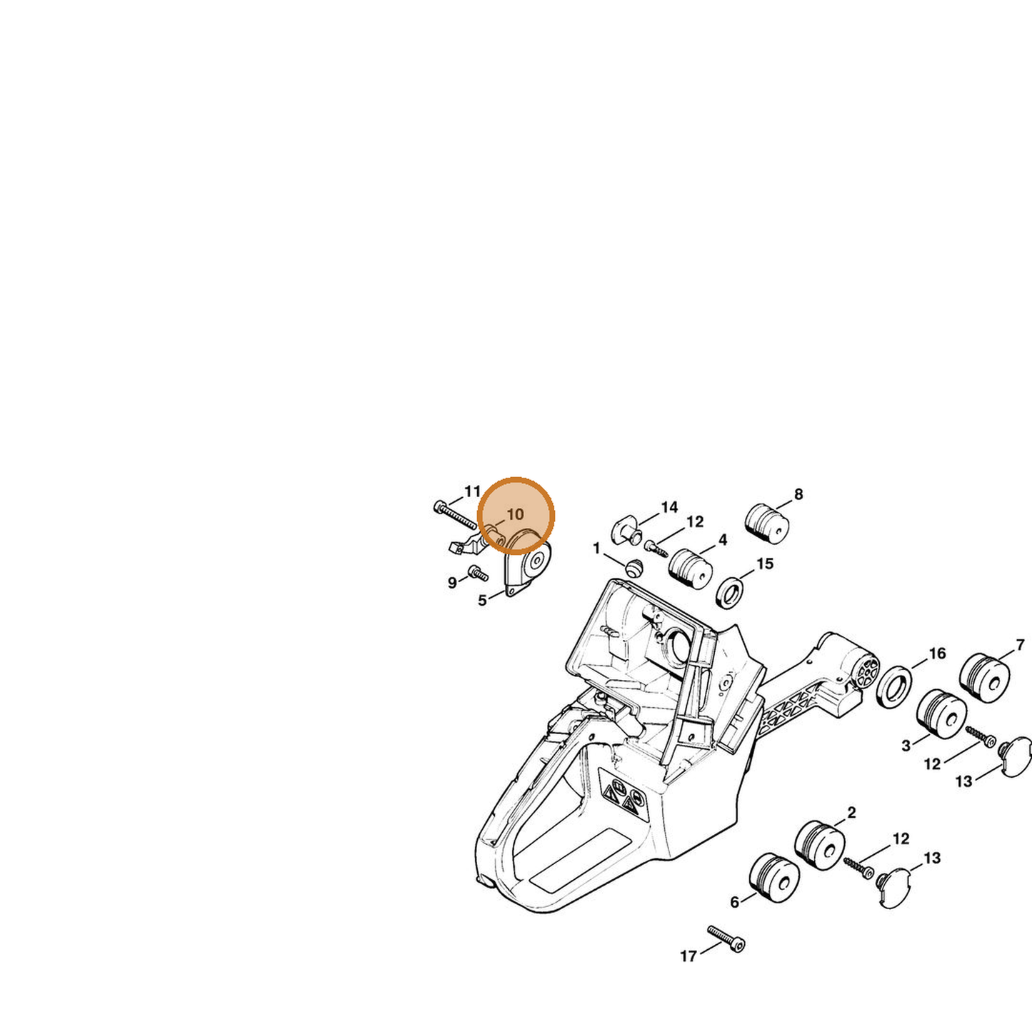 STIHL part 1124-791-7605 — IPL diagram snippet (6x zoom, amber highlight)