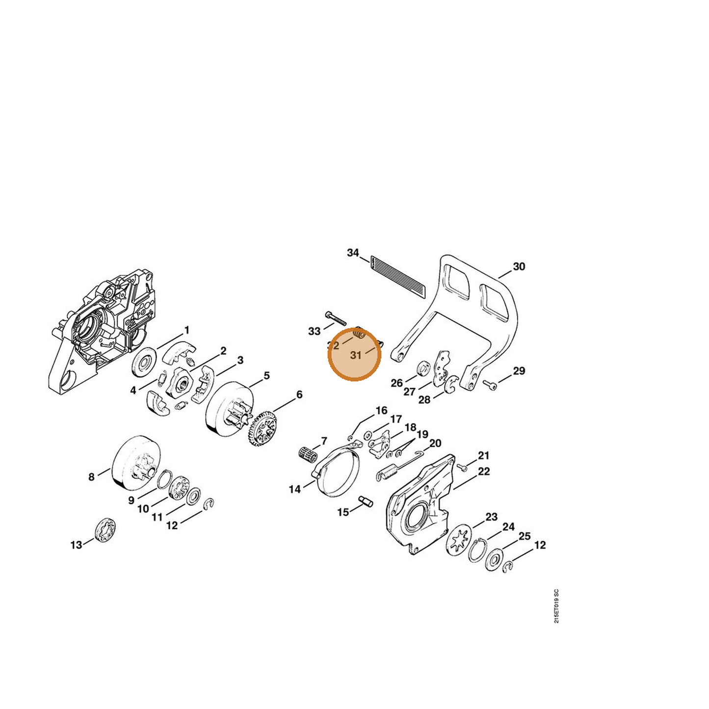 STIHL part 1124-792-5500 — IPL diagram snippet (6x zoom, amber highlight)
