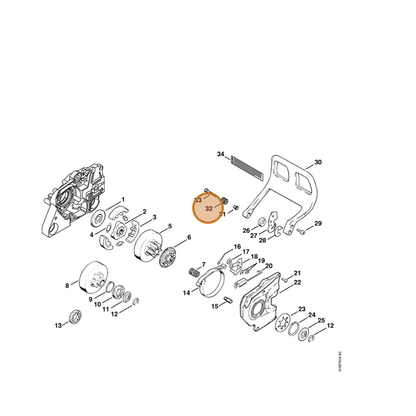 STIHL part 1124-792-5505 — IPL diagram snippet (6x zoom, amber highlight)