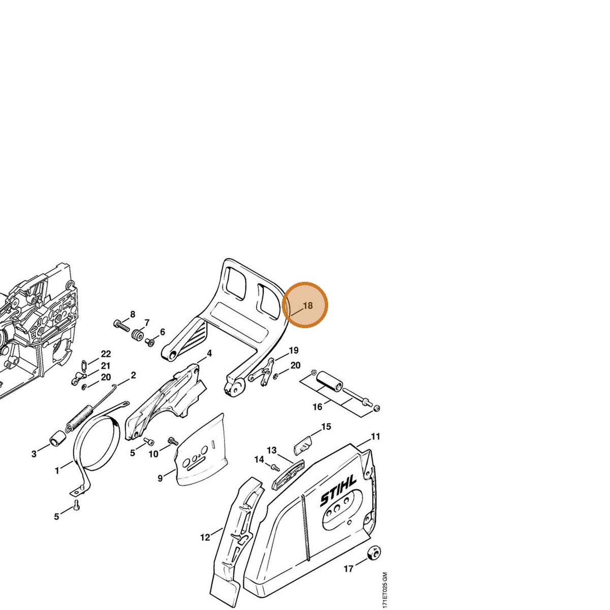 STIHL part 1124-792-9110 — IPL diagram snippet (6x zoom, amber highlight)