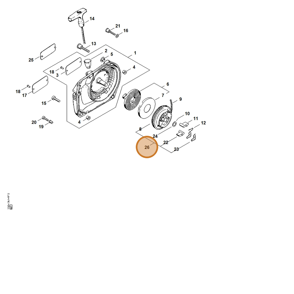 STIHL part 1125-007-1025 — IPL diagram snippet (6x zoom, amber highlight)