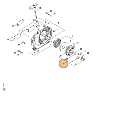 STIHL part 1125-007-1025 — IPL diagram snippet (6x zoom, amber highlight)