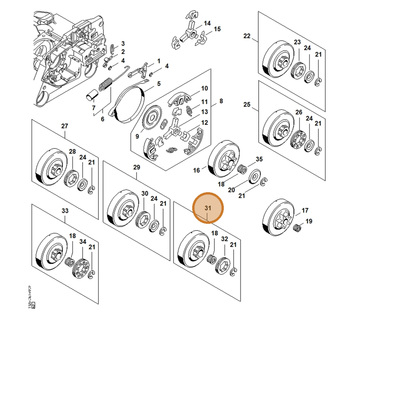 STIHL part 1125-007-1041 — IPL diagram snippet (6x zoom, amber highlight)