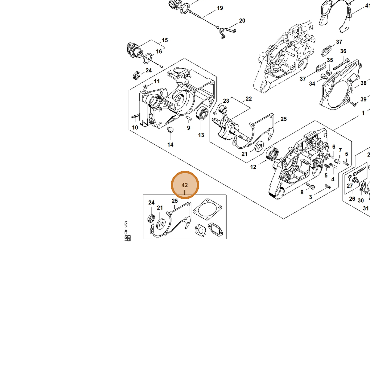 STIHL part 1125-007-1050 — IPL diagram snippet (6x zoom, amber highlight)