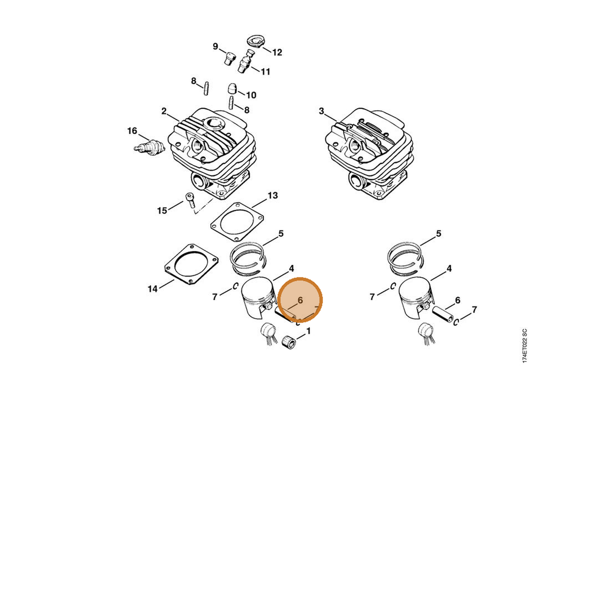 STIHL part 1125-034-1500 — IPL diagram snippet (6x zoom, amber highlight)