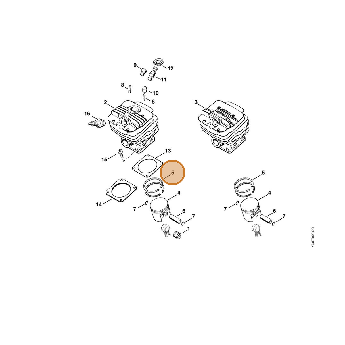 STIHL part 1125-034-3001 — IPL diagram snippet (6x zoom, amber highlight)