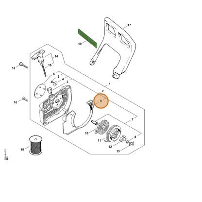 STIHL part 1125-084-7801 — IPL diagram snippet (6x zoom, amber highlight)
