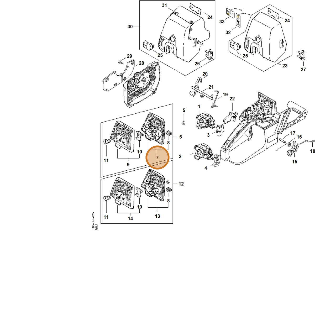 STIHL part 1125-120-1602 — IPL diagram snippet (6x zoom, amber highlight)