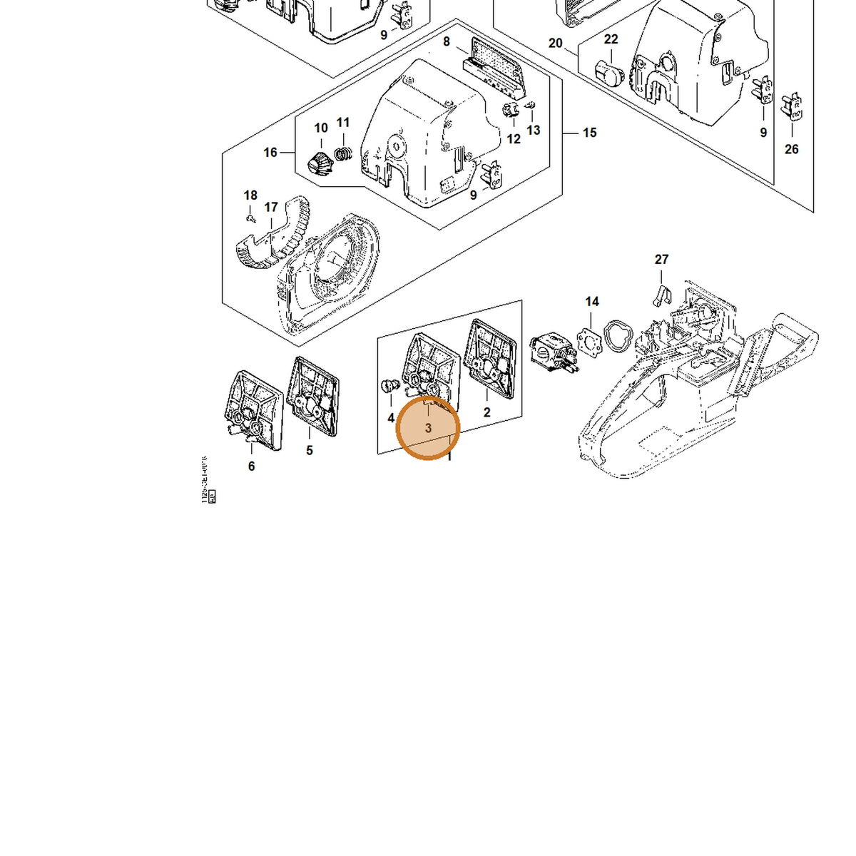 STIHL part 1125-120-1605 — IPL diagram snippet (6x zoom, amber highlight)