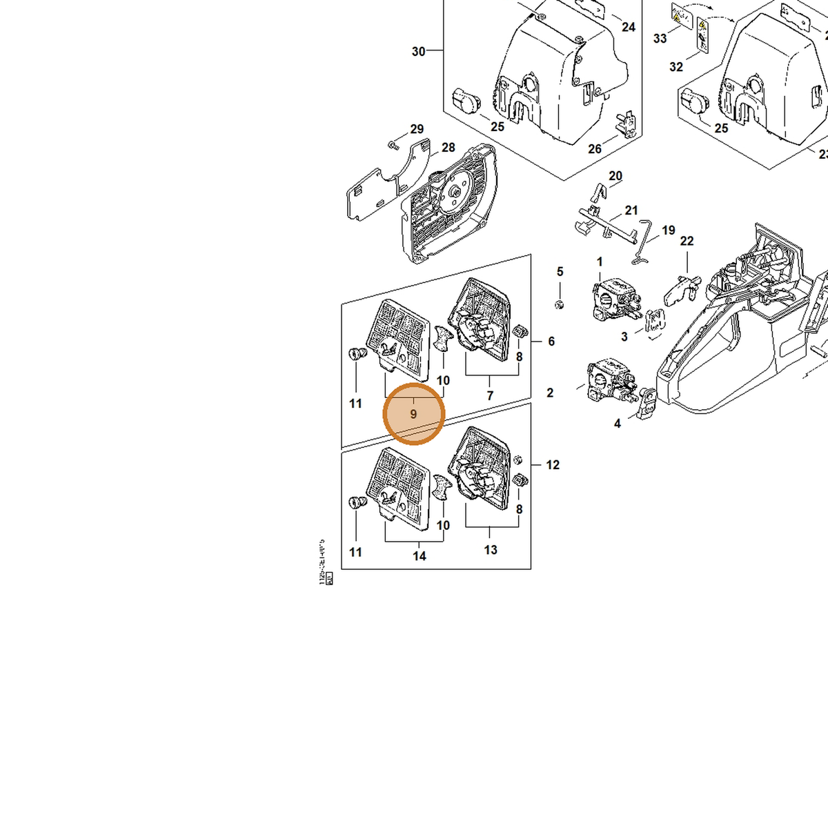 STIHL part 1125-120-1607 — IPL diagram snippet (6x zoom, amber highlight)
