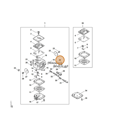STIHL part 1125-120-7101 — IPL diagram snippet (6x zoom, amber highlight)