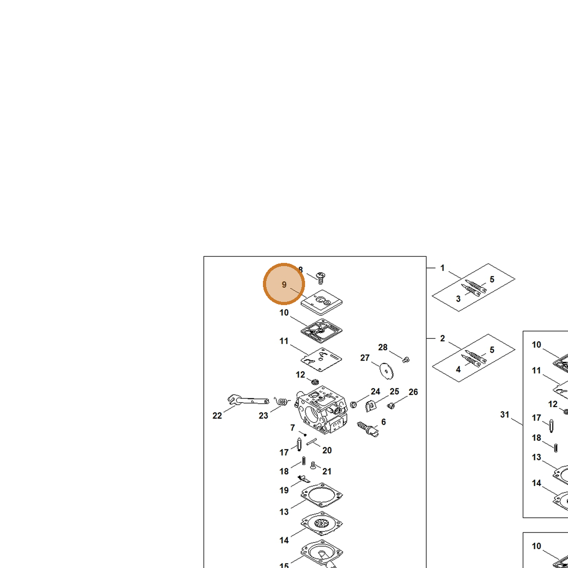 STIHL part 1125-121-0802 — IPL diagram snippet (6x zoom, amber highlight)