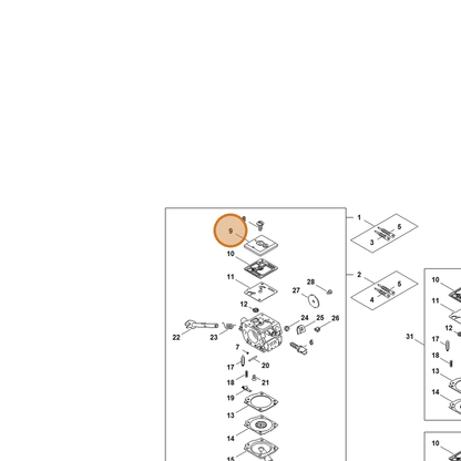 STIHL part 1125-121-0802 — IPL diagram snippet (6x zoom, amber highlight)