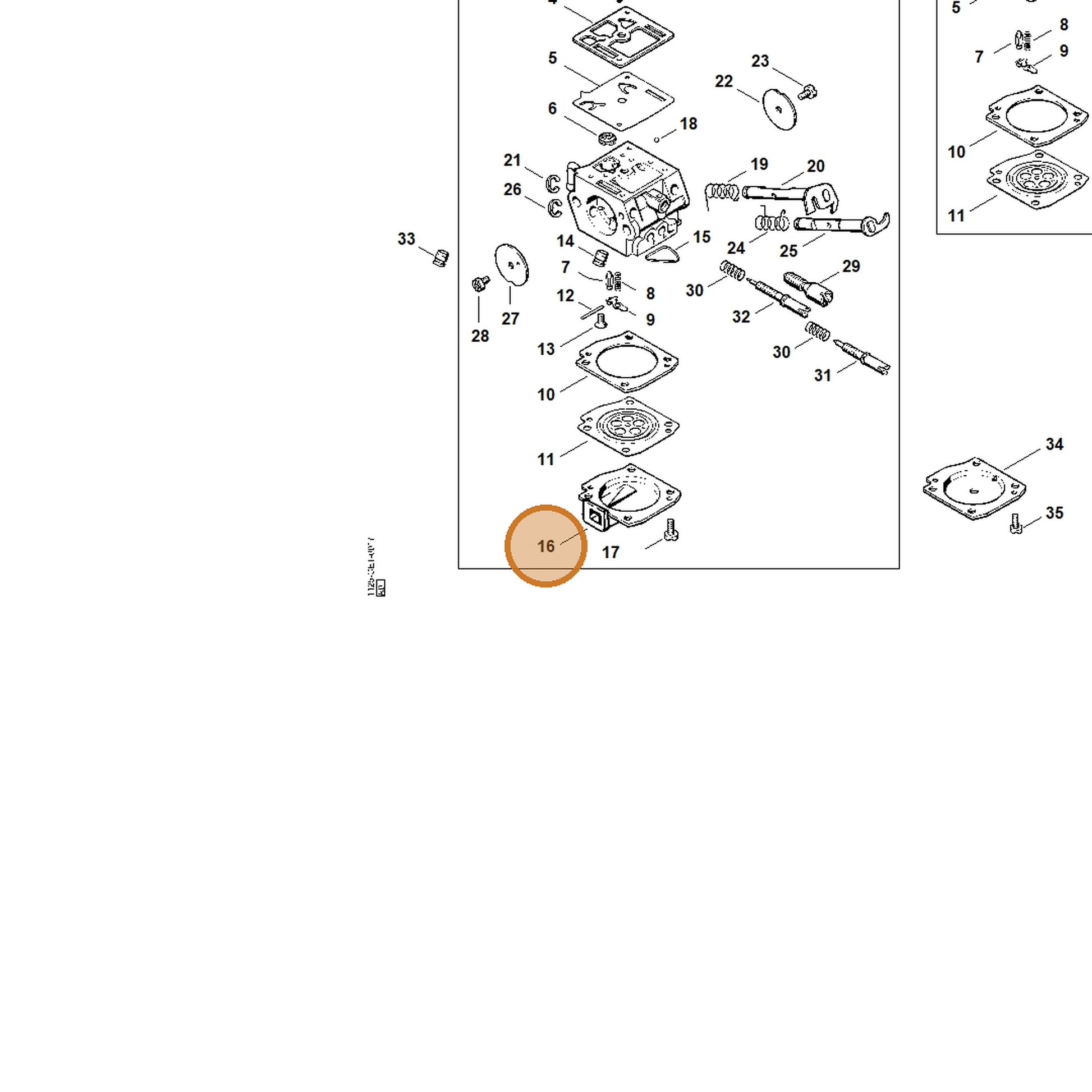 STIHL part 1125-121-0804 — IPL diagram snippet (6x zoom, amber highlight)