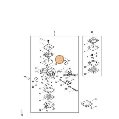 STIHL part 1125-121-3301 — IPL diagram snippet (6x zoom, amber highlight)