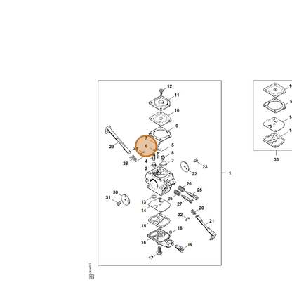 STIHL part 1125-121-5000 — IPL diagram snippet (6x zoom, amber highlight)