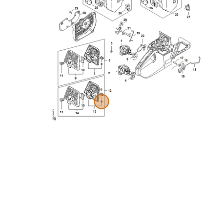 STIHL part 1125-121-9100 — IPL diagram snippet (6x zoom, amber highlight)