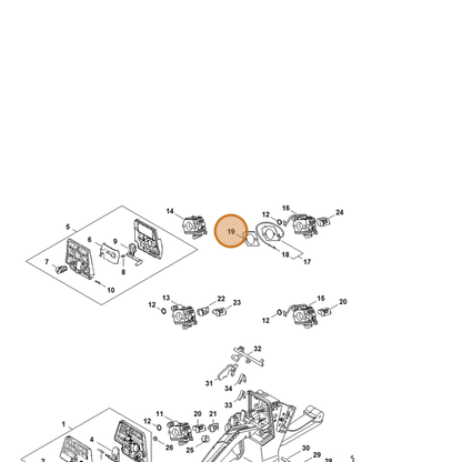 STIHL part 1125-121-9900 — IPL diagram snippet (6x zoom, amber highlight)