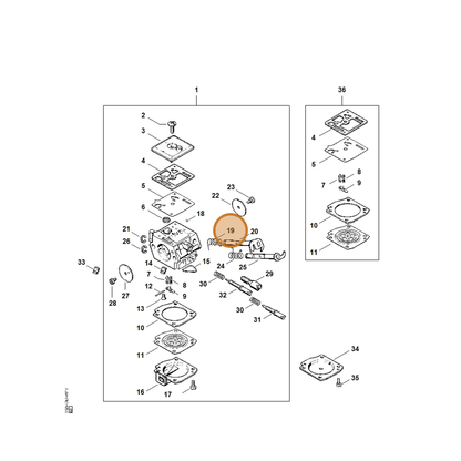 STIHL part 1125-122-3202 — IPL diagram snippet (6x zoom, amber highlight)