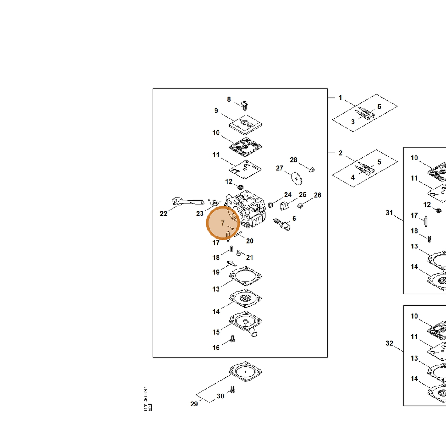 STIHL part 1125-122-4200 — IPL diagram snippet (6x zoom, amber highlight)