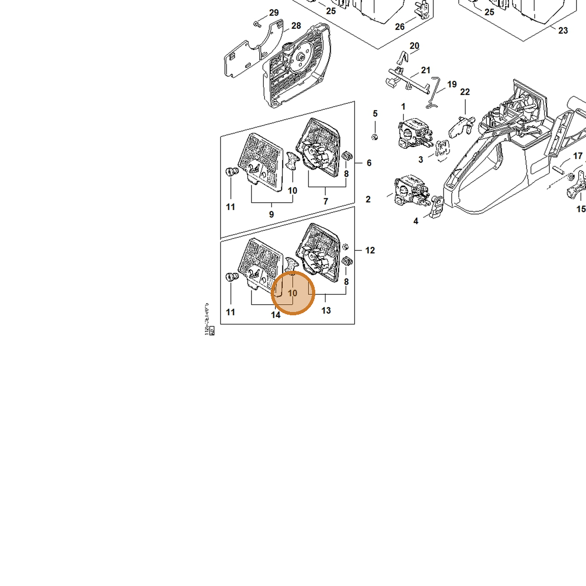 STIHL part 1125-122-4900 — IPL diagram snippet (6x zoom, amber highlight)