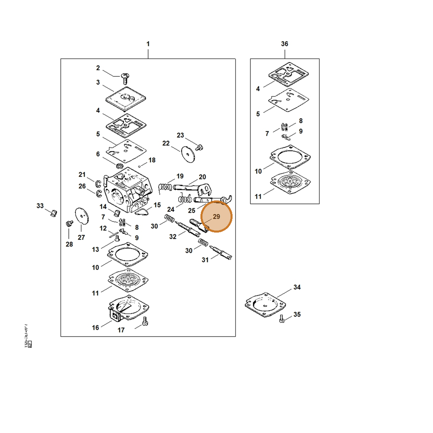 STIHL part 1125-122-6200 — IPL diagram snippet (6x zoom, amber highlight)