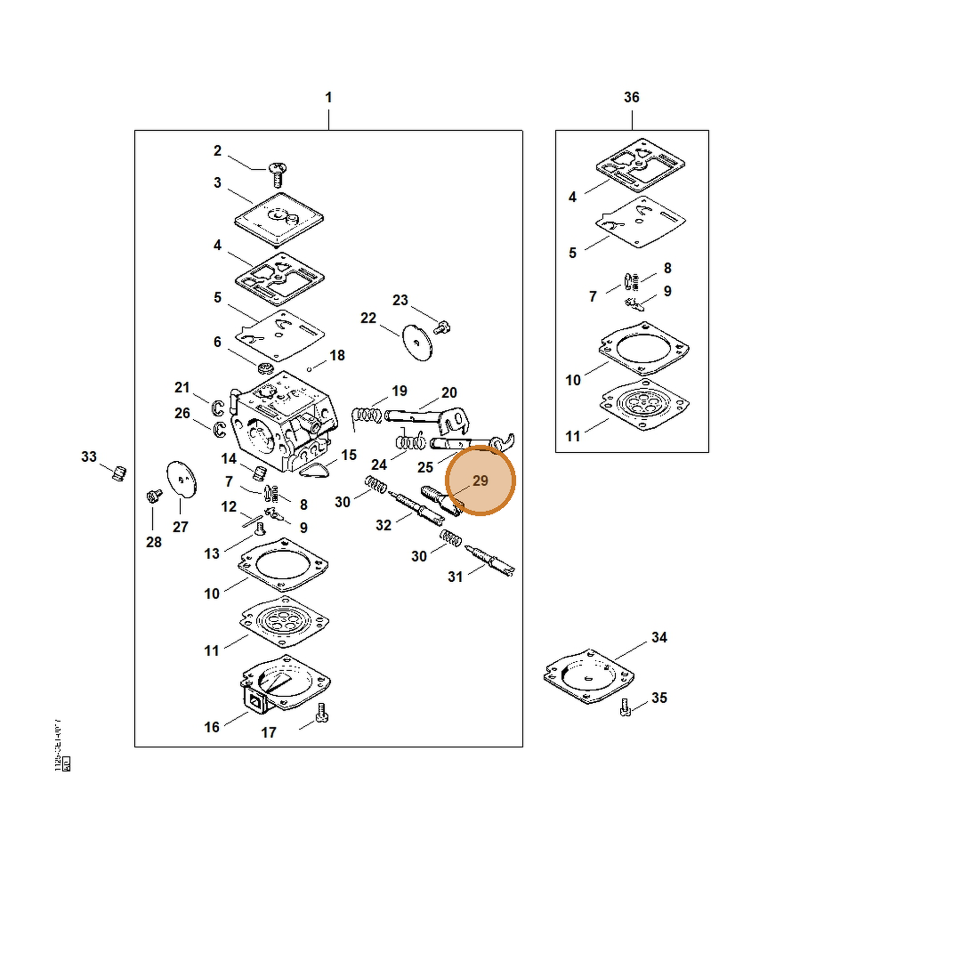 STIHL part 1125-122-6200 — IPL diagram snippet (6x zoom, amber highlight)