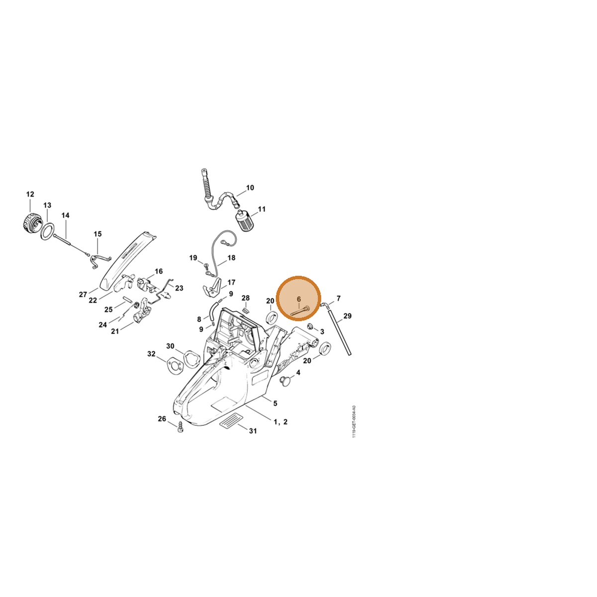 STIHL part 1125-122-6600 — IPL diagram snippet (6x zoom, amber highlight)