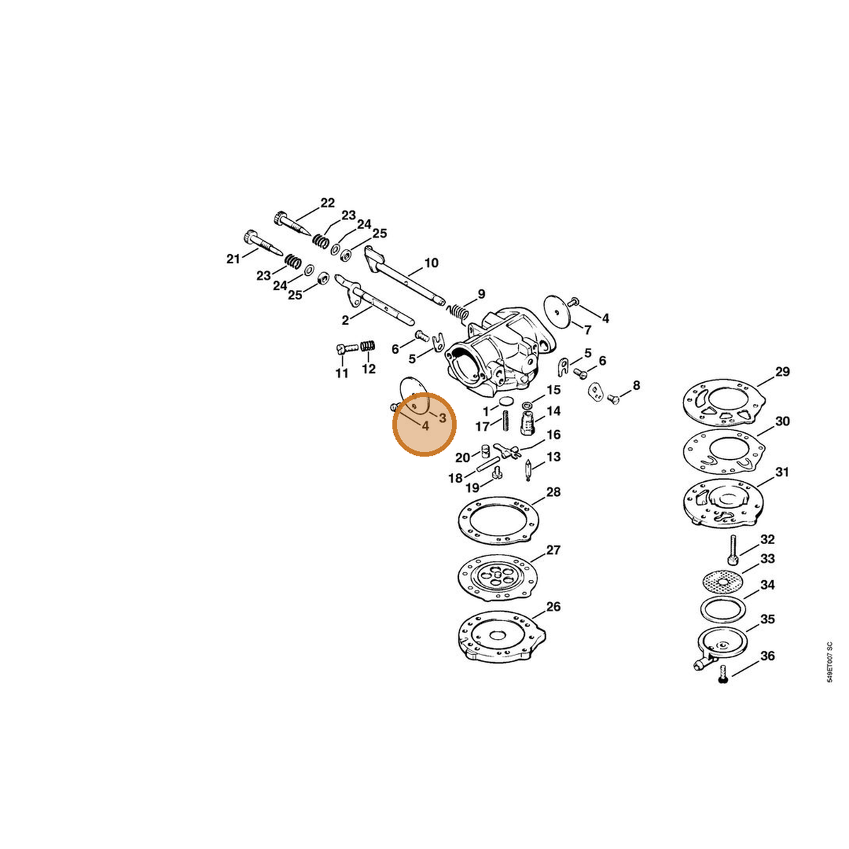 STIHL part 1125-122-7402 — IPL diagram snippet (6x zoom, amber highlight)
