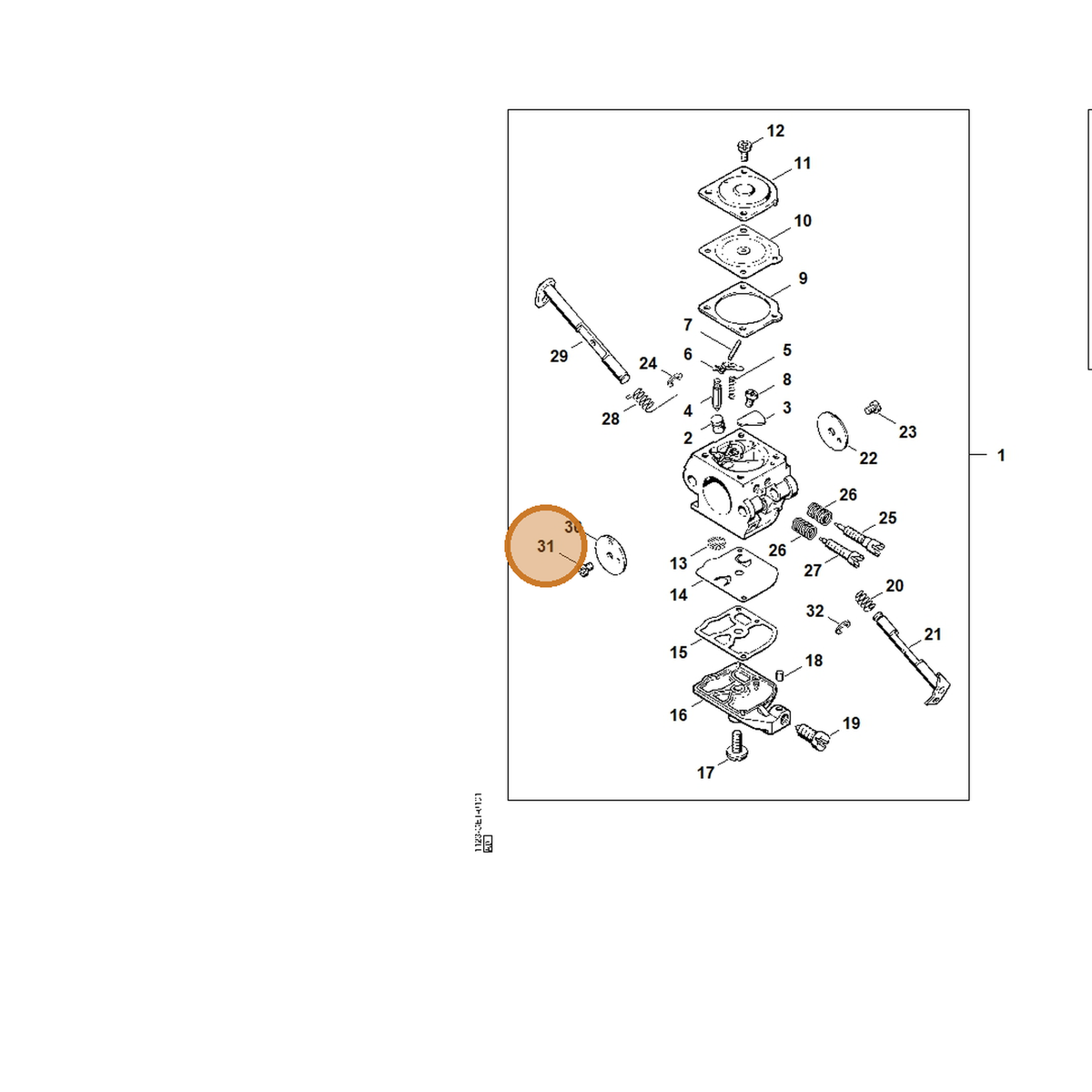 STIHL part 1125-122-7403 — IPL diagram snippet (6x zoom, amber highlight)