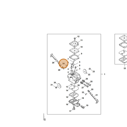 STIHL part 1125-122-9001 — IPL diagram snippet (6x zoom, amber highlight)