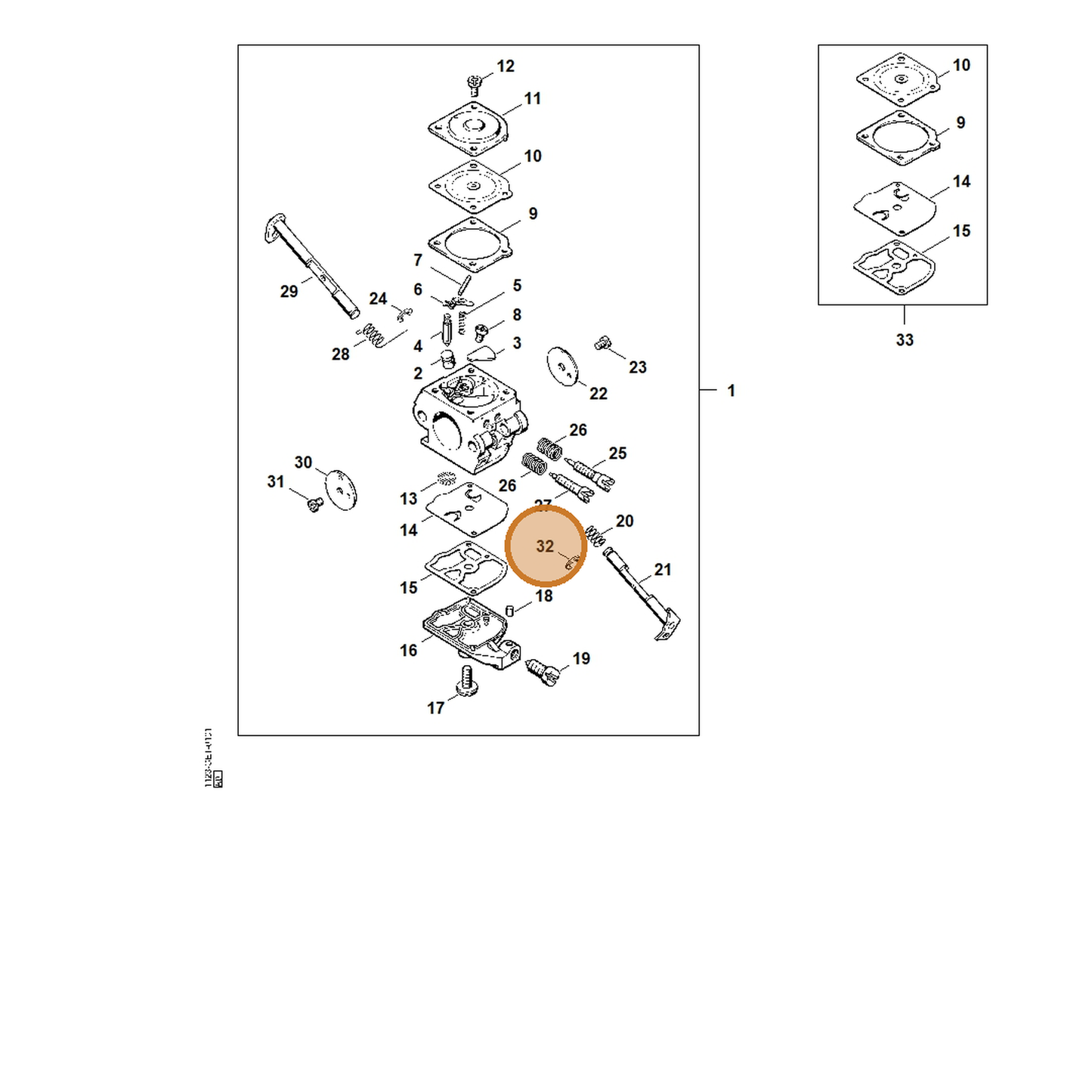 STIHL part 1125-122-9002 — IPL diagram snippet (6x zoom, amber highlight)