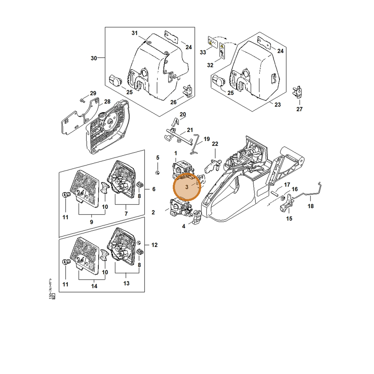 STIHL part 1125-123-7506 — IPL diagram snippet (6x zoom, amber highlight)