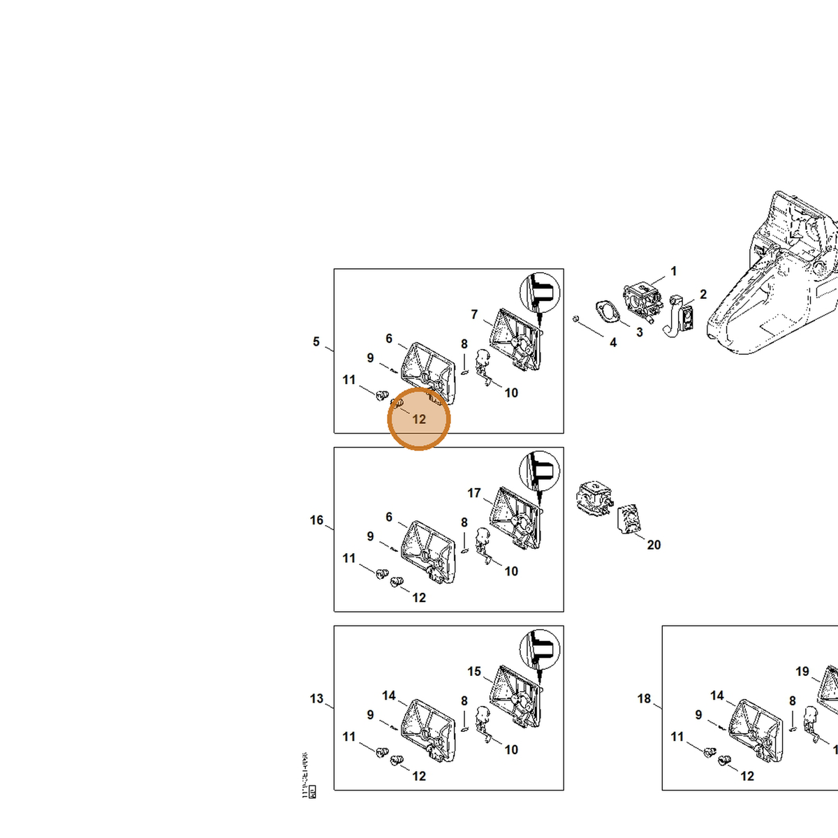 STIHL part 1125-141-8300 — IPL diagram snippet (6x zoom, amber highlight)