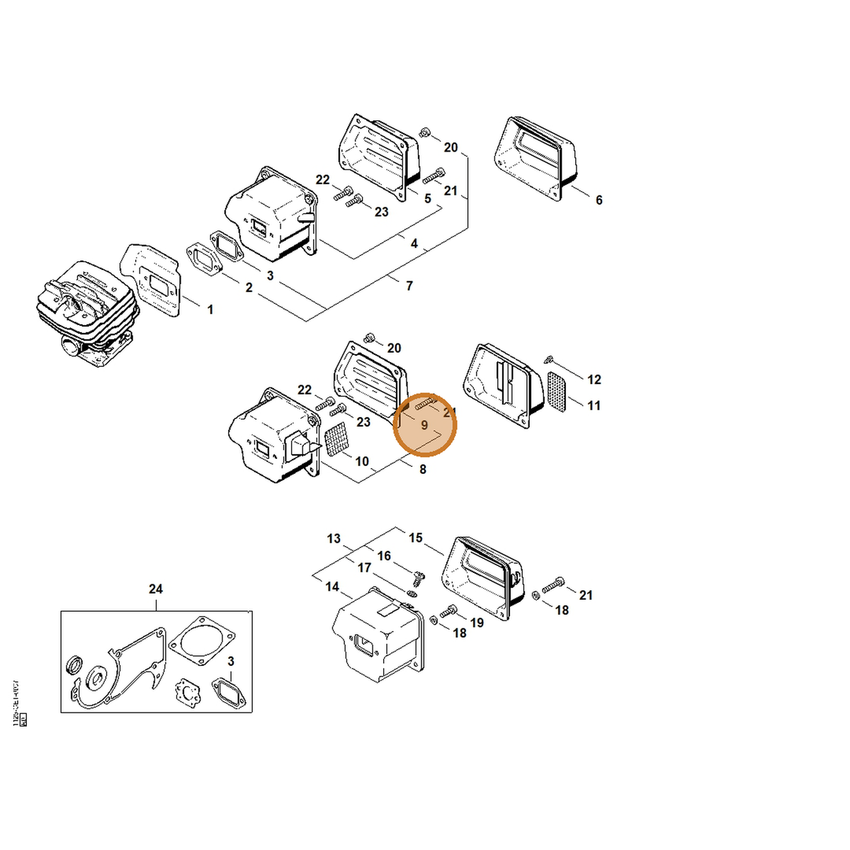 STIHL part 1125-145-0805 — IPL diagram snippet (6x zoom, amber highlight)