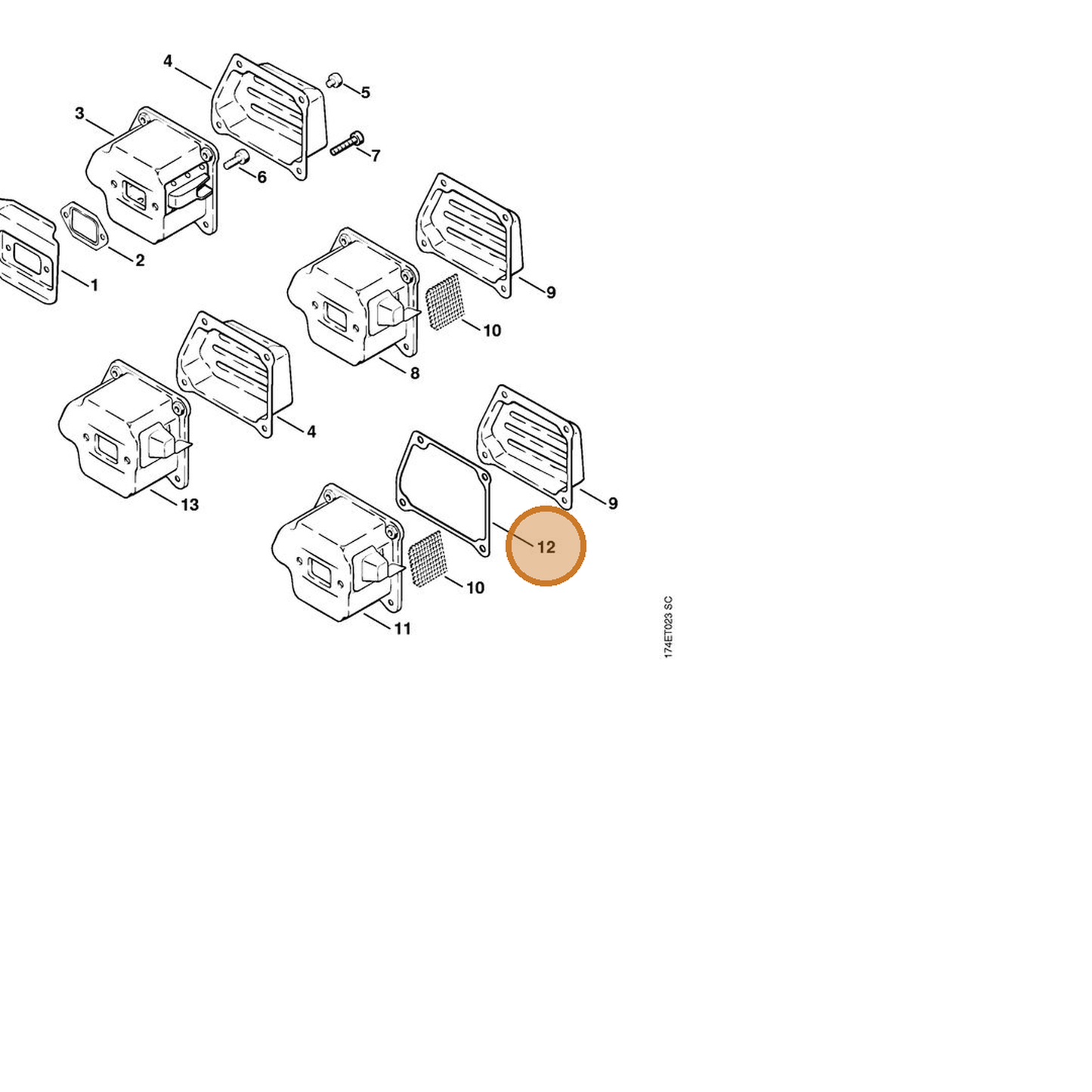 STIHL part 1125-149-0500 — IPL diagram snippet (6x zoom, amber highlight)