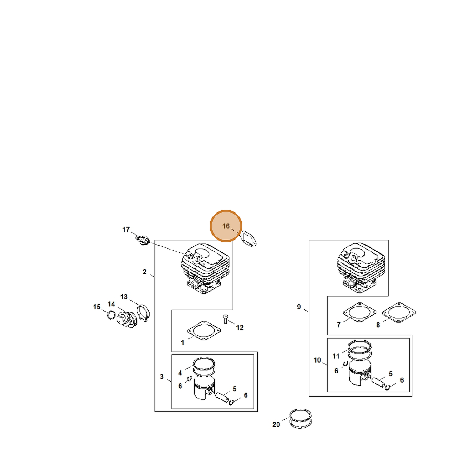 STIHL part 1125-149-0601 — IPL diagram snippet (6x zoom, amber highlight)