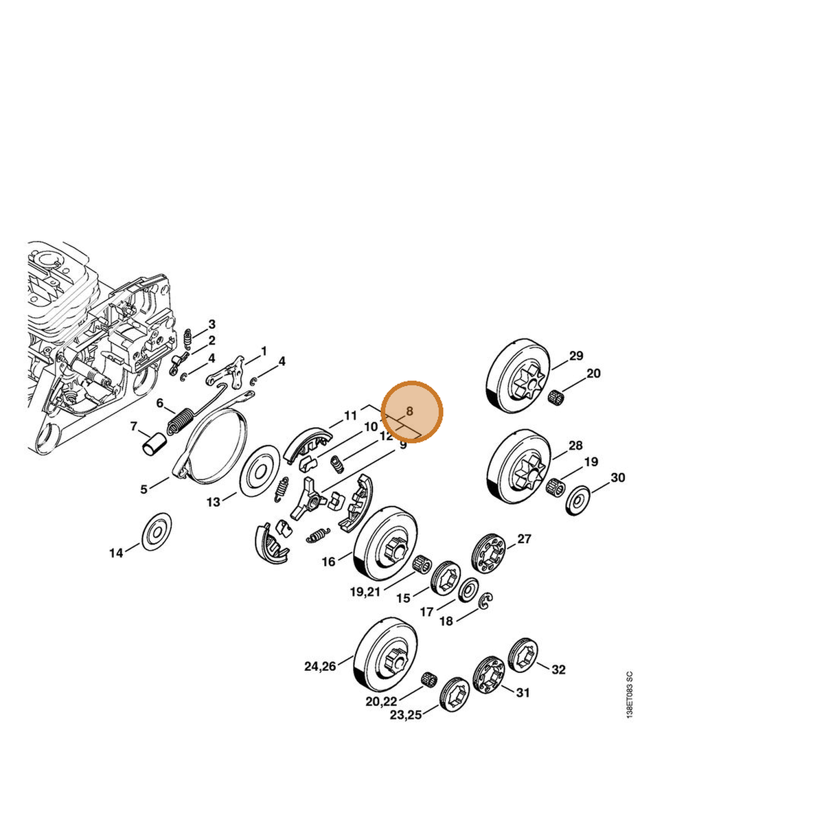 STIHL part 1125-160-2006 — IPL diagram snippet (6x zoom, amber highlight)